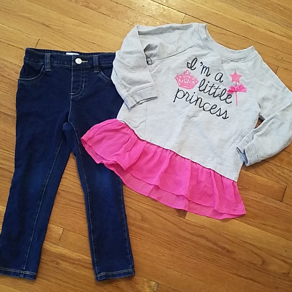 Toddler Girl 2 Piece Set Terry Pullover & Jeggings